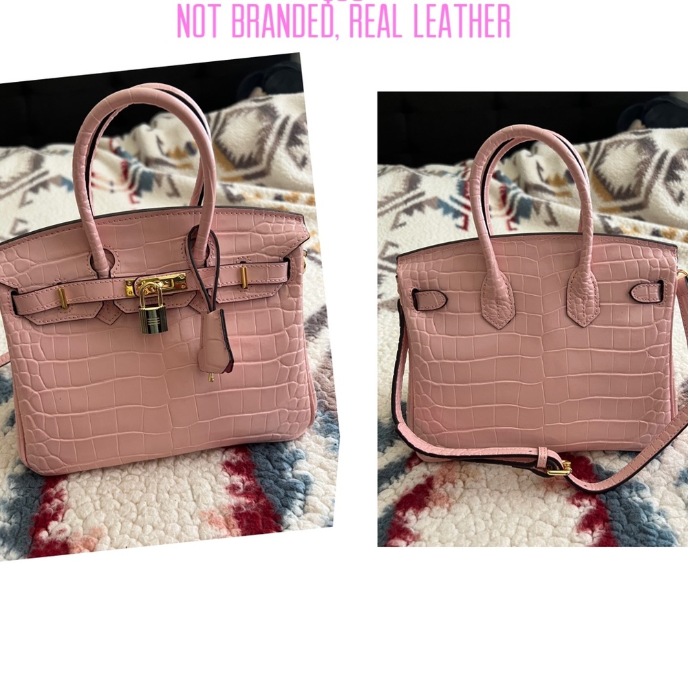 Fashion handbag, not branded, real leather